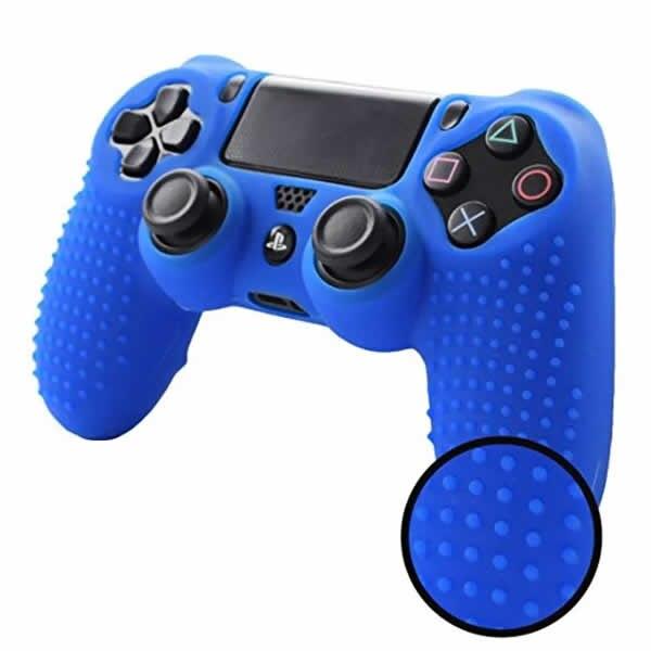 Funda Texturizada Kit Silicona + Caps (8pcs) Compatible con Playstation 4 (Rojo/ Azul) - TiendaGeek.com