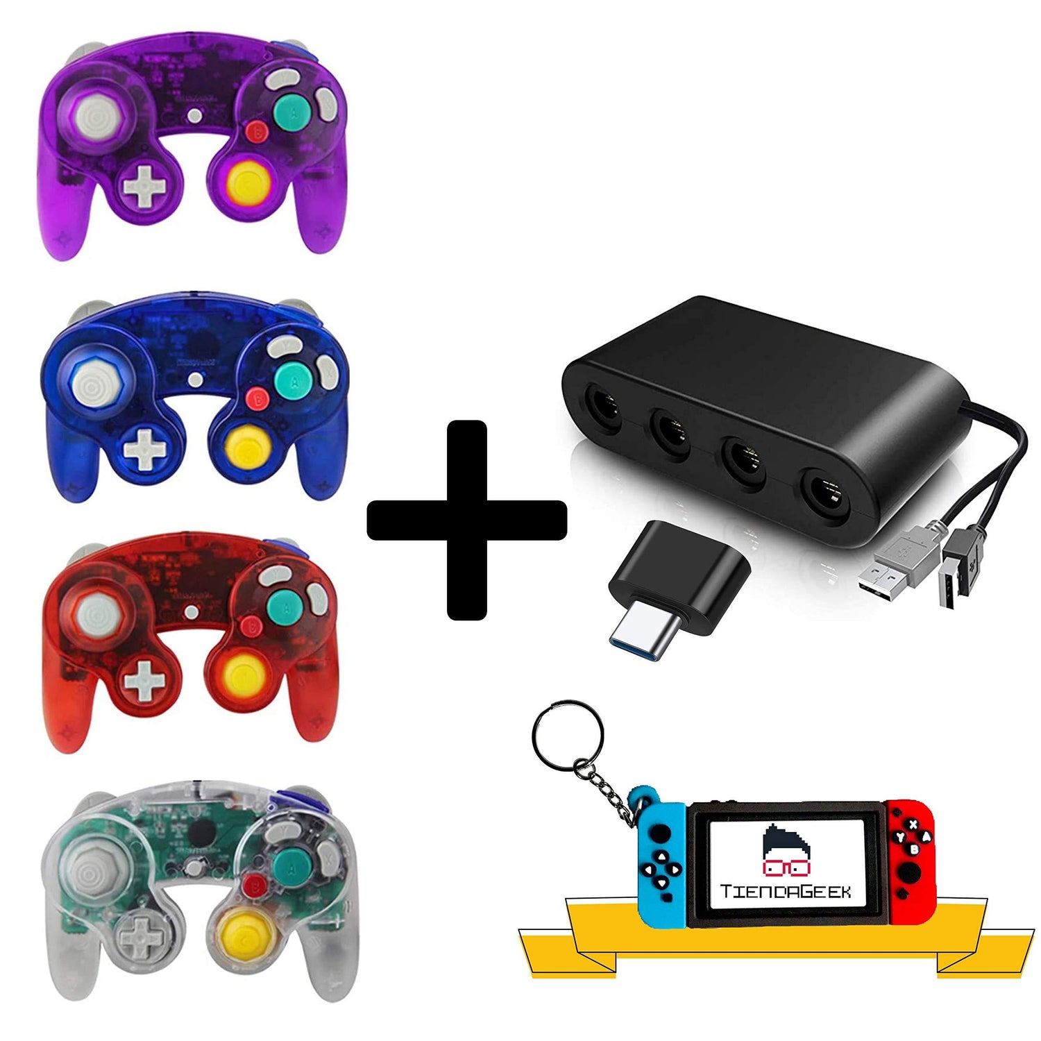 Kit 4 Controles Gamecube para Nintendo Switch con Adaptador - TiendaGeek.com